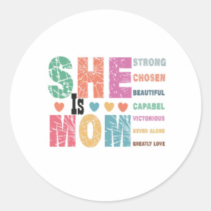 She is Mum Classic Round Sticker
