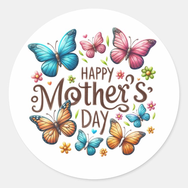  She is Mum | Happy Mother's Day Classic Round Sticker (Front)