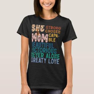 She Is Mum Inspirational Retro Typography Mother's T-Shirt