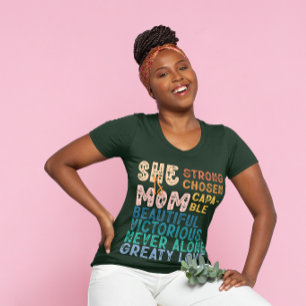 She Is Mum Inspirational Retro Typography Mother's T-Shirt