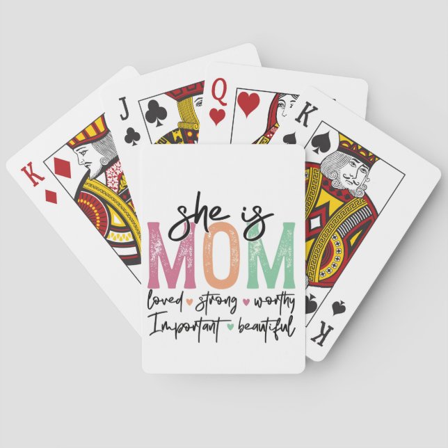 She is Mum: Loved, Strong, Worthy, Important, Beau Playing Cards (Back)