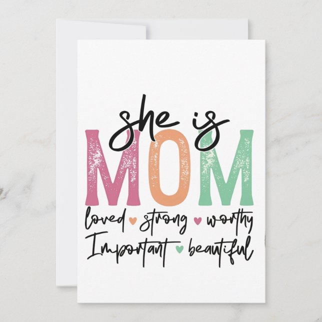She is Mum: Loved, Strong, Worthy, Important, Beau Save The Date (Front)