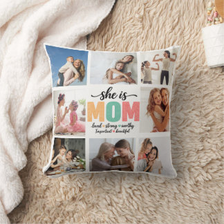 She is Mum Photo Collage Throw Pillow