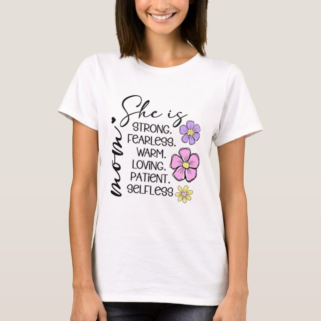 She Is Mum Shirt | Minimal Floral Mother Tee (Front)