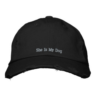 She Is My Dog Quote Rustic Black Pink Vintage Embroidered Hat