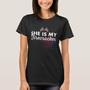 She Is My Sparkler Couples 4th Of July Matching Hi T-Shirt
