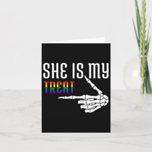 She Is My Treat Skeleton Matching Couple Halloween Card