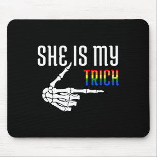 She Is My Trick Skeleton Matching Couple Halloween Mouse Mat
