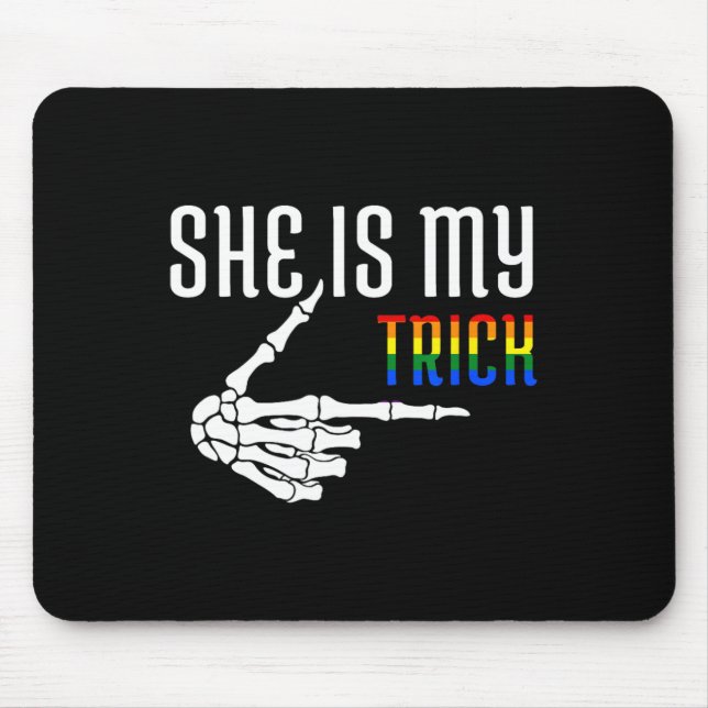 She Is My Trick Skeleton Matching Couple Halloween Mouse Mat (Front)