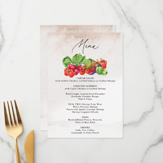 She is off the Market Farmers Market Bridal Shower Menu (Front/Back In Situ)