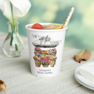 She Is Off The Market Floral Shop Bridal Shower Paper Cups