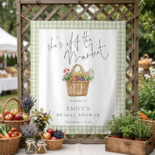 She is off the Market Sage Gingham Welcome Tapestry