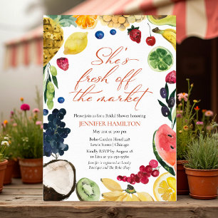 She is off the Market   Watercolor Bridal Shower Invitation