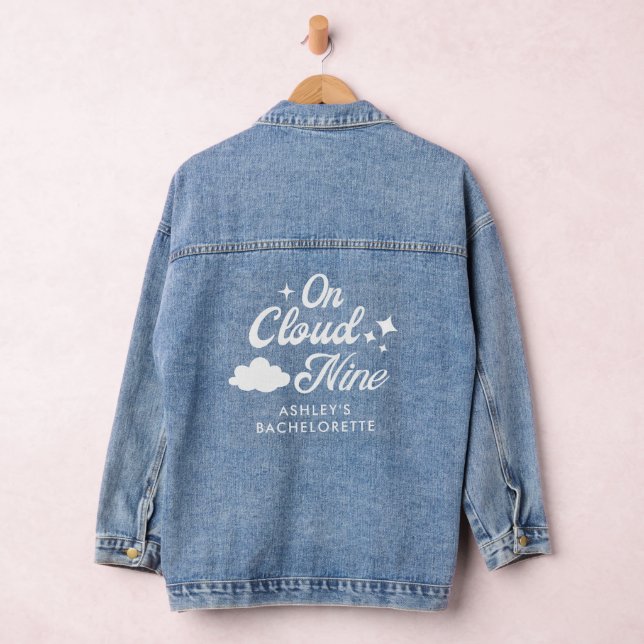 She Is On Cloud 9 Bachelorette Party Outfit Denim Jacket (Hangar)