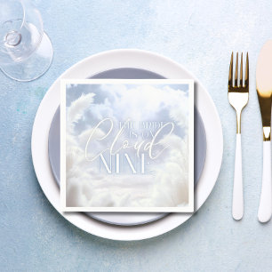 She is On Cloud Nine 9 White Pampas Bridal Shower Napkin