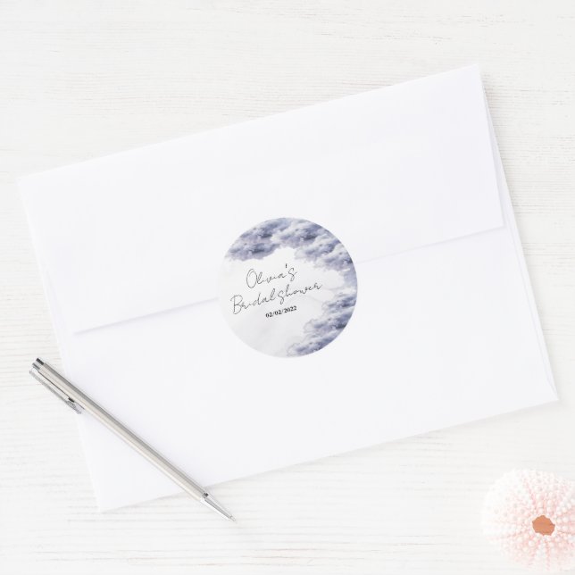 She is on cloud nine bridal shower classic round sticker (Envelope)