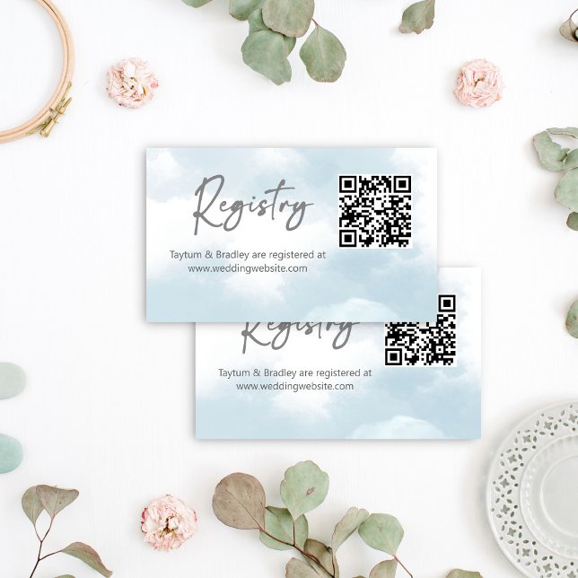 She is on cloud nine bridal shower gift registry enclosure card (She is on cloud nine bridal shower gift registry enclosure card qr coder gift registry card)