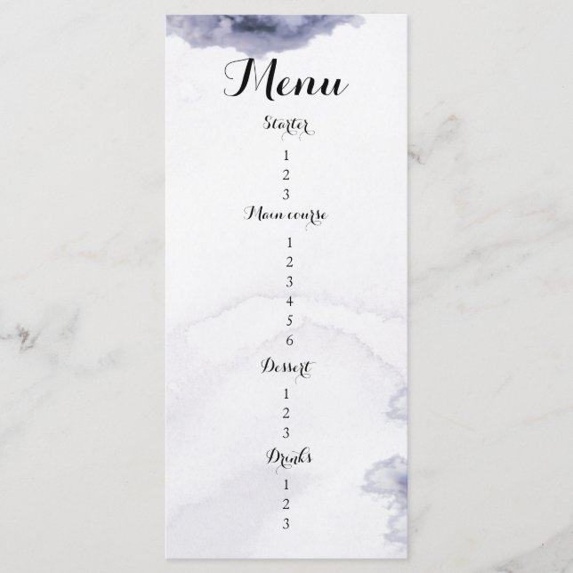 She is on cloud nine bridal shower  menu (Front)