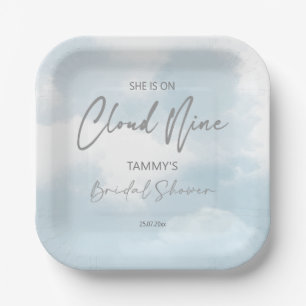 She is on cloud nine bridal shower paper plate
