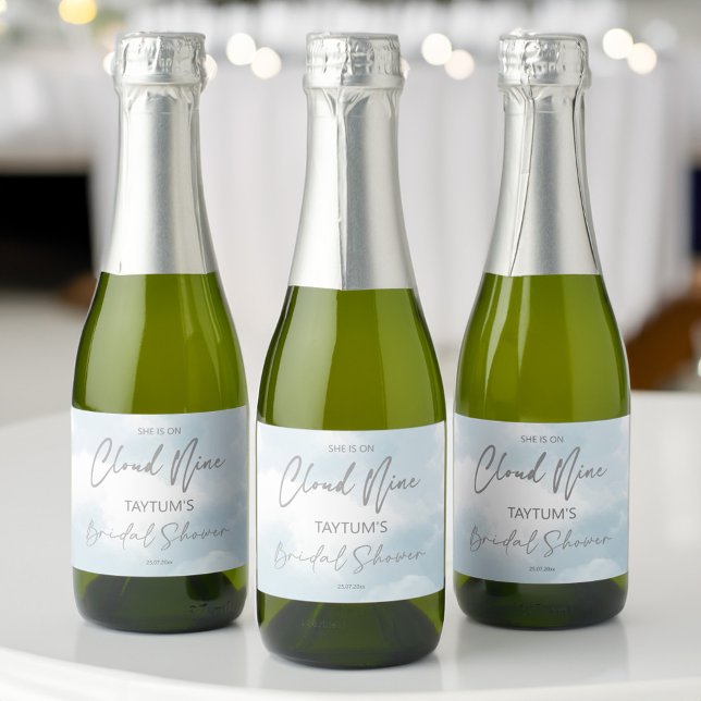 She is on cloud nine bridal shower sparkling wine label (She is on cloud nine bridal shower sparkling wine label)