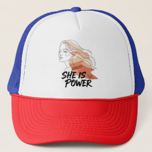 She Is Power – Desert Tones Feminine Line Art Trucker Hat