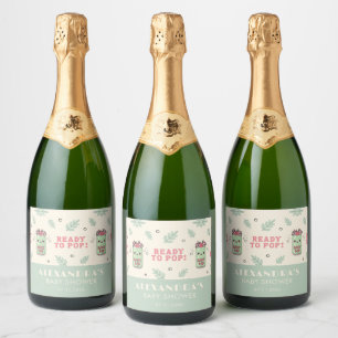 She Is Ready To Pop Baby Shower Boho Kawaii Soda Sparkling Wine Label