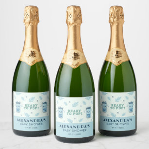 She Is Ready To Pop Blue Boho Kawaii Soda Sparkling Wine Label