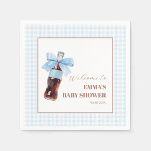 She Is Ready to Pop Blue Soda Pop Baby Shower Napkin