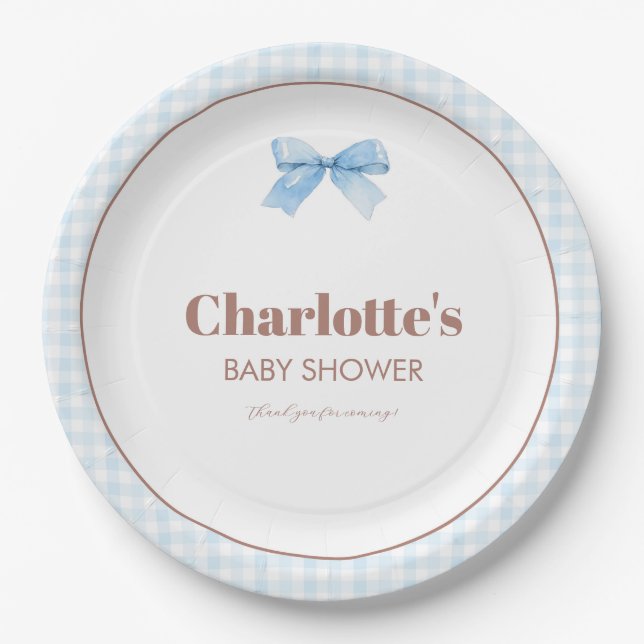 She Is Ready to Pop Blue Soda Pop Baby Shower Paper Plate (Front)