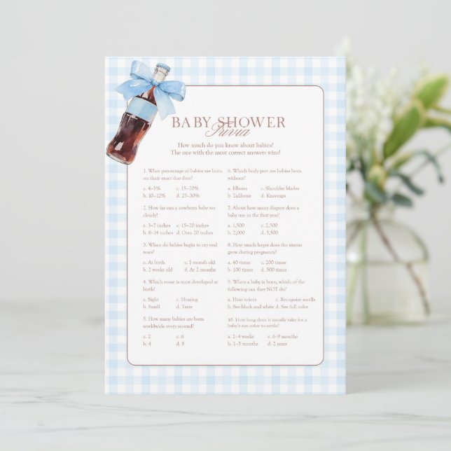 She Is Ready to Pop Blue Trivia Game Card (Standing Front)