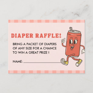 She Is Ready To Pop Red Gingham Soda Diaper Raffle Enclosure Card