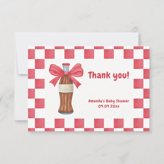 She is Ready to Pop Soda Bottle Baby Shower Thank You Card (Front)