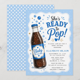 She is Ready To Pop Soda Bottle Boy Baby Shower Invitation