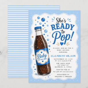 She is Ready To Pop Soda Bottle Boy Baby Shower Invitation