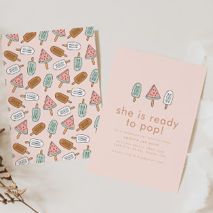 She is Ready to Pop Summer Popsicle Baby Shower Invitation
