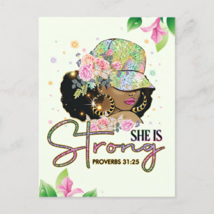 She is strong, be the light, believe in God, trust Postcard