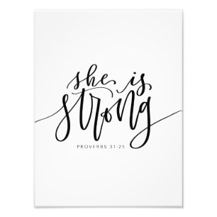 She is strong bible verse photo print