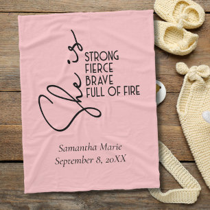 She is Strong Brave Fierce Full Fire Personalised  Fleece Blanket