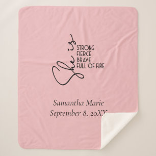 She is Strong Brave Fierce Full Fire Personalised  Sherpa Blanket