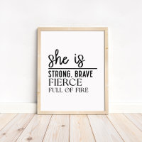 She is Strong, Brave - Minimalist Motivational