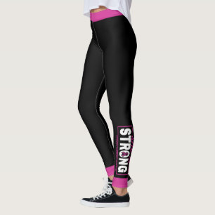 She is STRONG...Breast Cancer Leggings