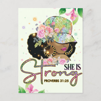 She is strong, melanin, sista, black girl magic, b postcard