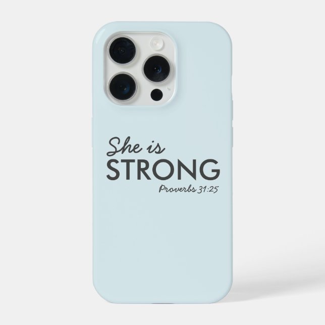 She is Strong | Proverbs 31:25 Christian Faith iPhone Case (Back)