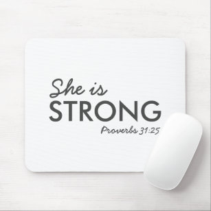 She is Strong   Proverbs 31:25 Christian Faith Mouse Mat
