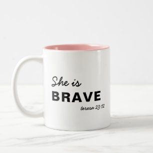 She is Strong Proverbs 31:25 Christian Two-Tone Coffee Mug