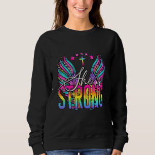She Is Strong Proverbs 31 25 Colorful Wings Chris Sweatshirt