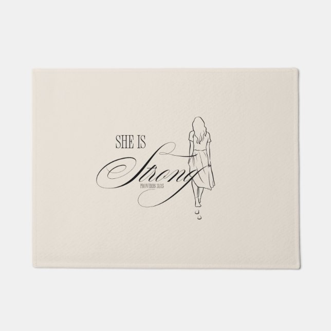 She is Strong Proverbs 31:25 Doormat (Front)