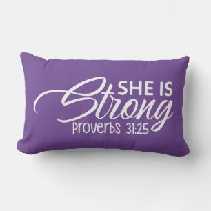 She Is Strong Proverbs 31:25 Lumbar Cushion