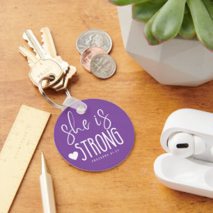 She is Strong Proverbs 31:25 Metal Circle Keychain