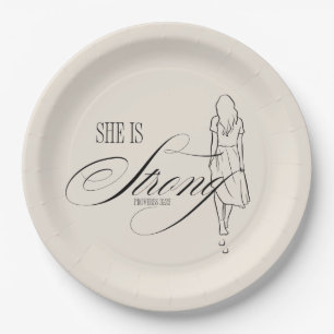 She is Strong Proverbs 31:25 Paper Plate